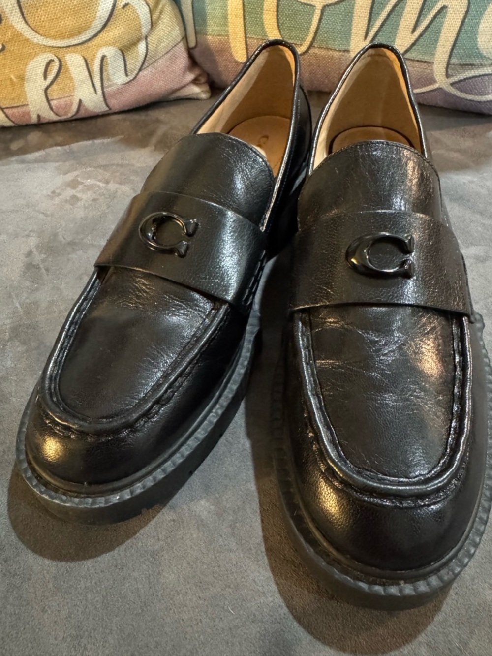 Coach Leah Platform Loafers Leather Women's with Signature 'C' - Picture 3 of 9